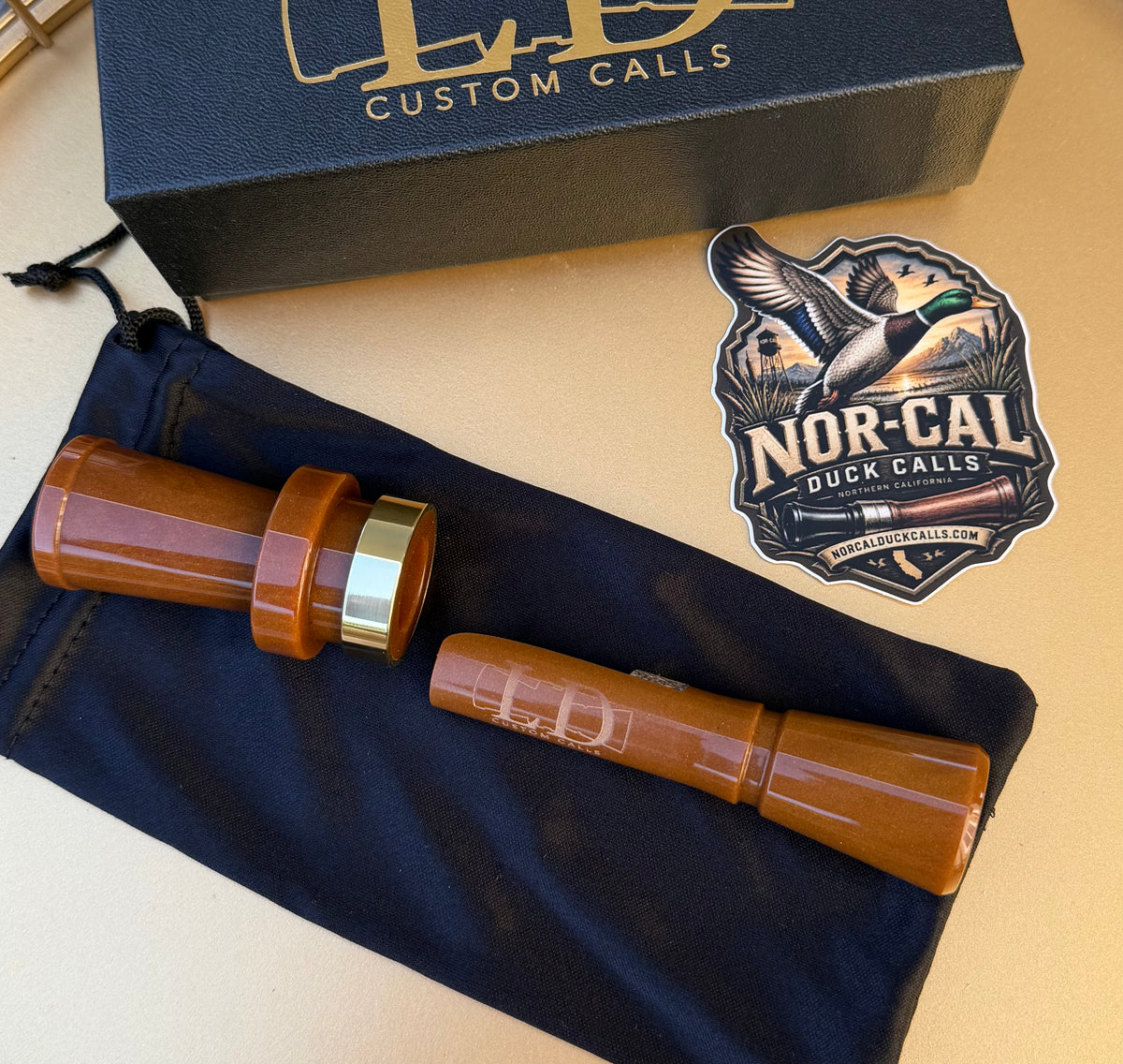 NEW- LD Custom Calls CNC Acrylic Duck Call Golden oak Pearl