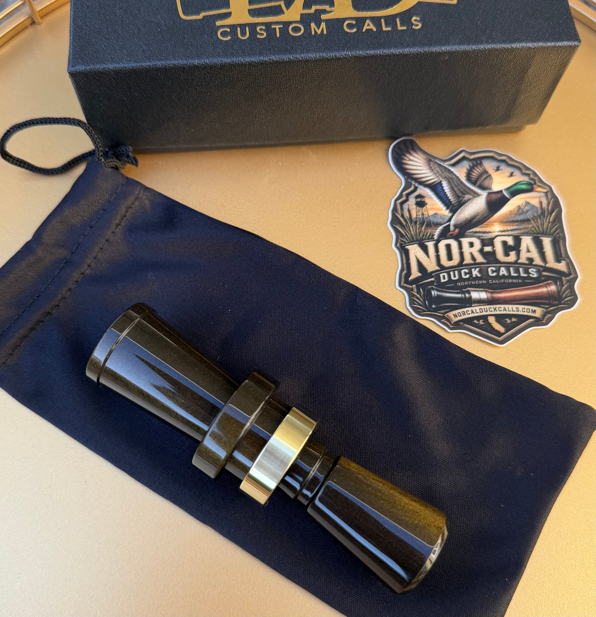 NEW- LD Custom Calls CNC Acrylic Duck Call Black and Gold Pearl.