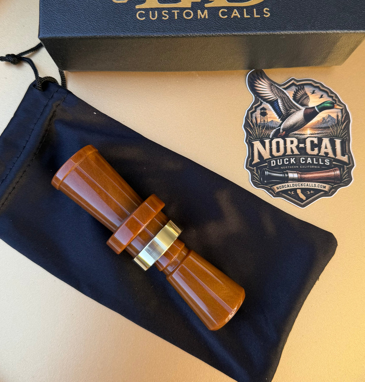 NEW- LD Custom Calls CNC Acrylic Duck Call Golden oak Pearl