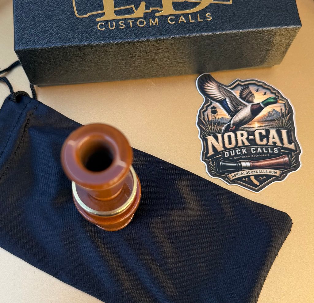 NEW- LD Custom Calls CNC Acrylic Duck Call Golden oak Pearl