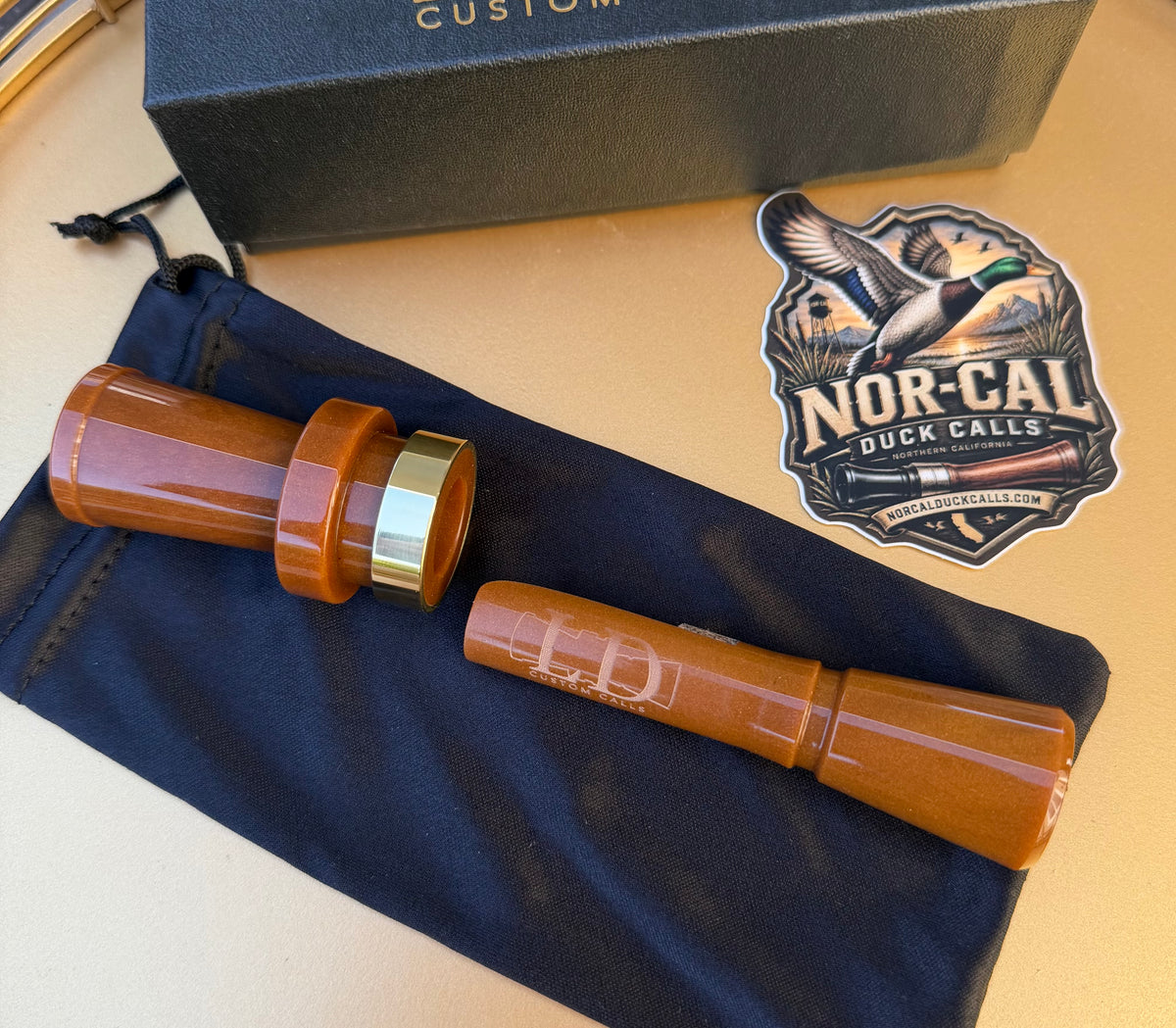 NEW- LD Custom Calls CNC Acrylic Duck Call Golden oak Pearl