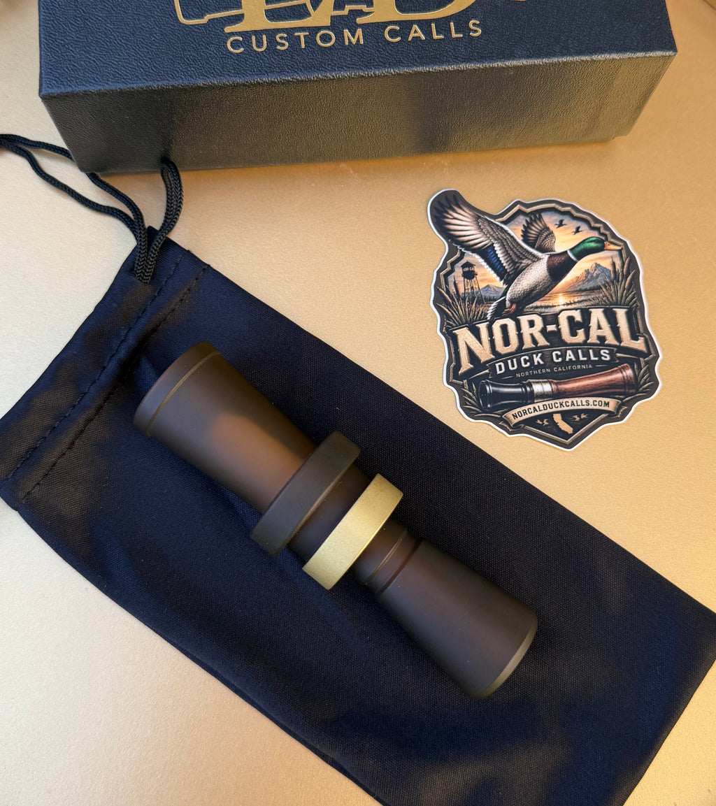 NEW- LD Custom Calls CNC Acrylic Duck Call Blasted Beer Bottle With Blasted Brass