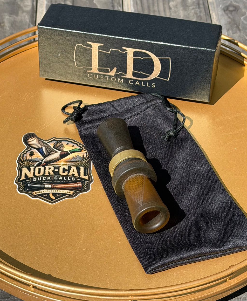 NEW - LD CUSTOM CALLS CNC ACRYLIC CHECKERED Blasted Beer Bottle with Blasted Brass Band