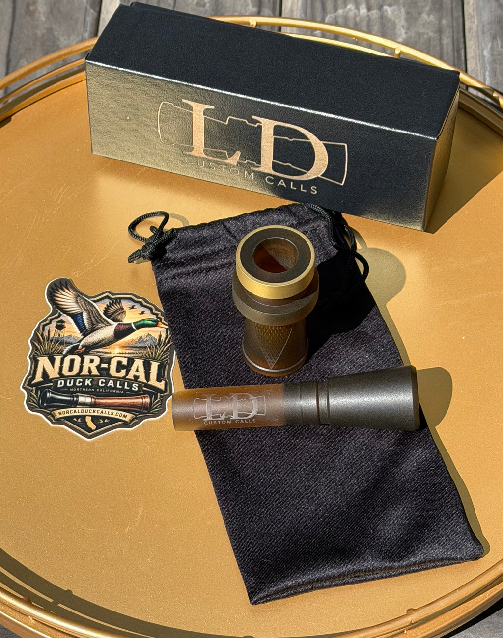 NEW - LD CUSTOM CALLS CNC ACRYLIC CHECKERED Blasted Beer Bottle with Blasted Brass Band