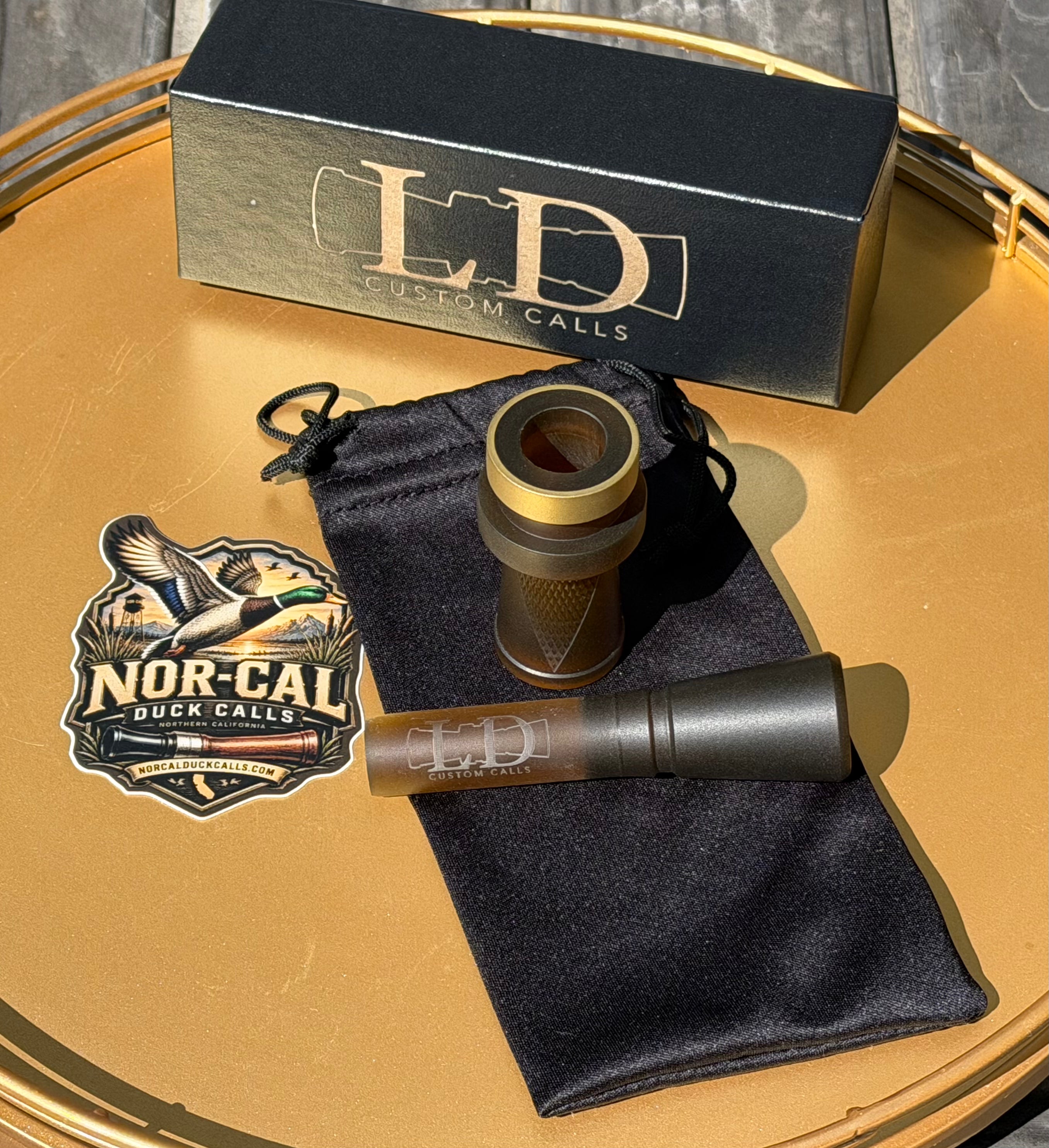 NEW - LD CUSTOM CALLS CNC ACRYLIC CHECKERED Blasted Beer Bottle with Blasted Brass Band